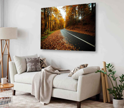 Bella Home Winding Road With Autumn Leaves Print Canvas Ready to hang