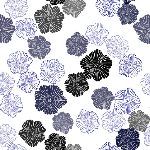 Square Canvas Blue Flowers Vector Design High Quality Print 100% Australian Made