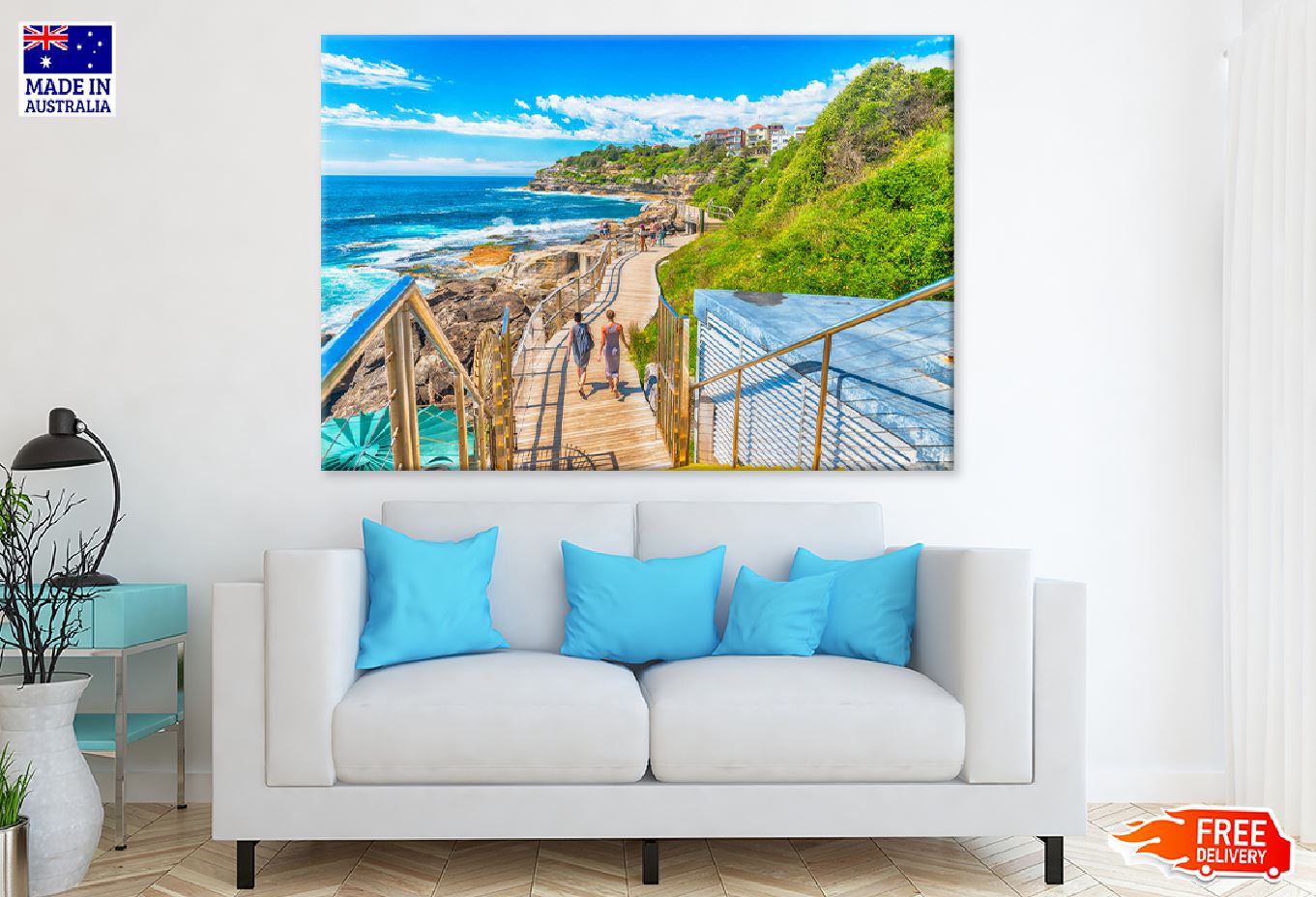 People on Bondi Beach Wooden Pier Photograph Print 100% Australian Made