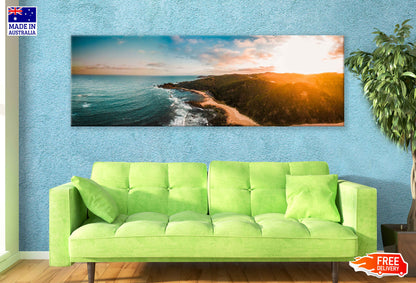 Panoramic Canvas Macquarie Sea Aerial View Photograph High Quality 100% Australian Made Wall Canvas Print Ready to Hang