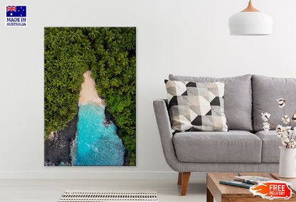 Palm Trees & Sea Waves Aerial View Photograph Print 100% Australian Made