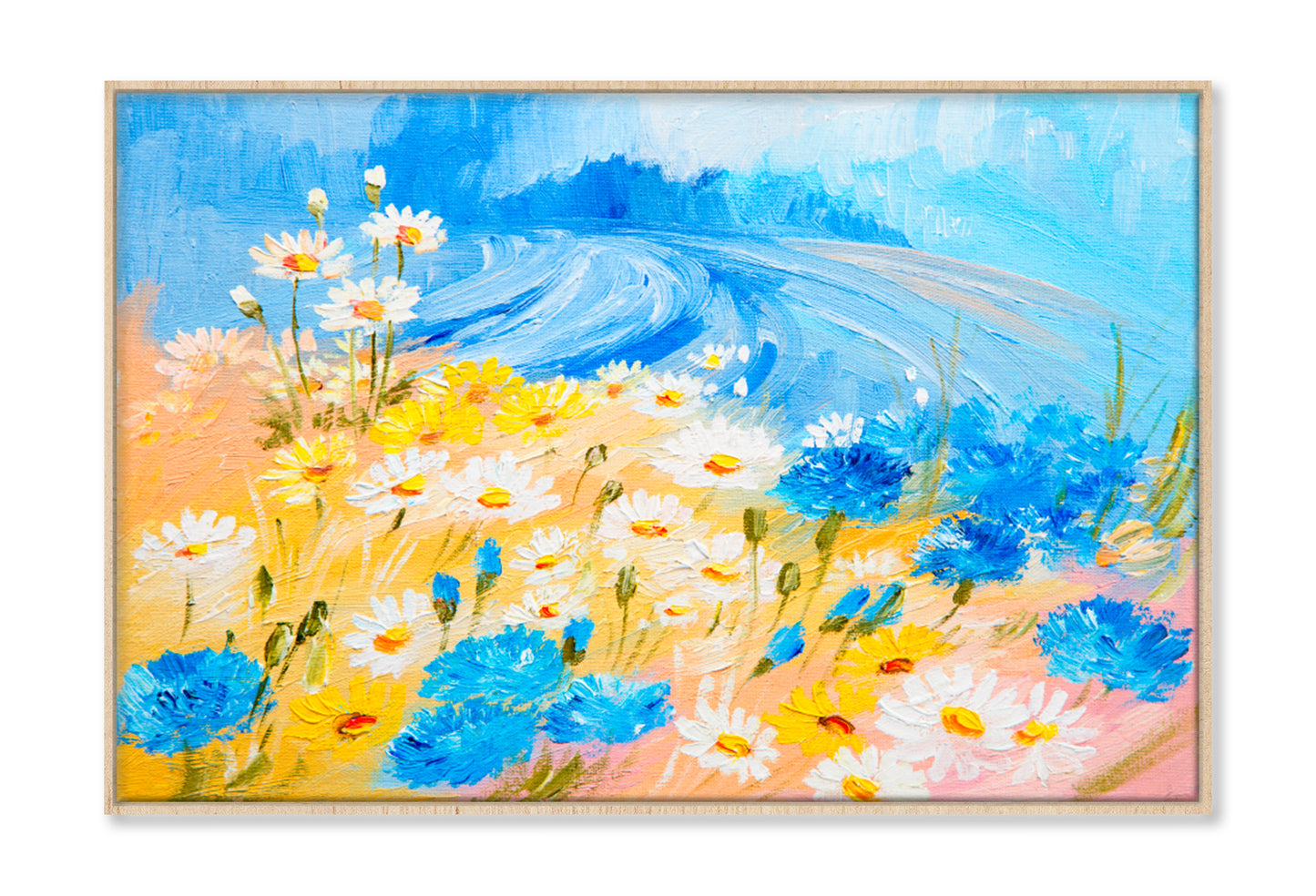 Abstract Illustration of Flowers Oil Painting Wall Art Limited Edition High Quality Print Canvas Box Framed Natural