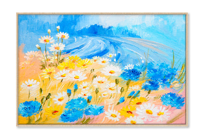 Abstract Illustration of Flowers Oil Painting Wall Art Limited Edition High Quality Print Canvas Box Framed Natural