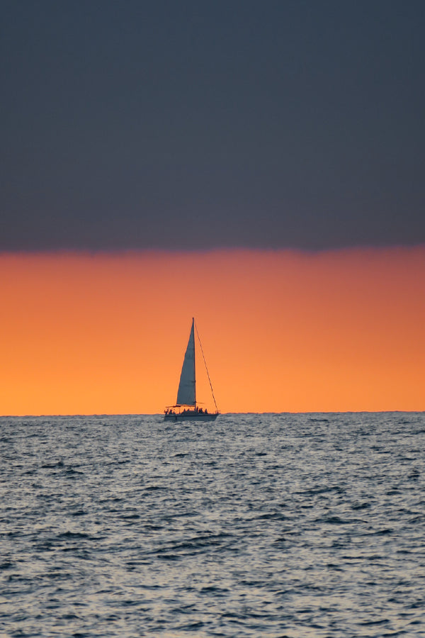 Fishing Boat on Sea Sunset View Photograph Print 100% Australian Made