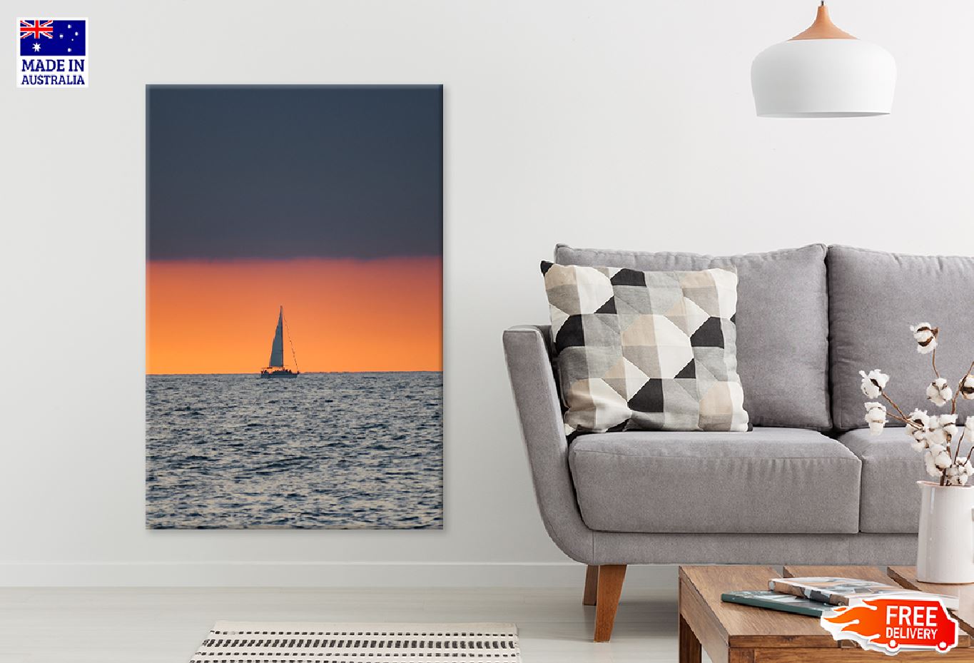 Fishing Boat on Sea Sunset View Photograph Print 100% Australian Made