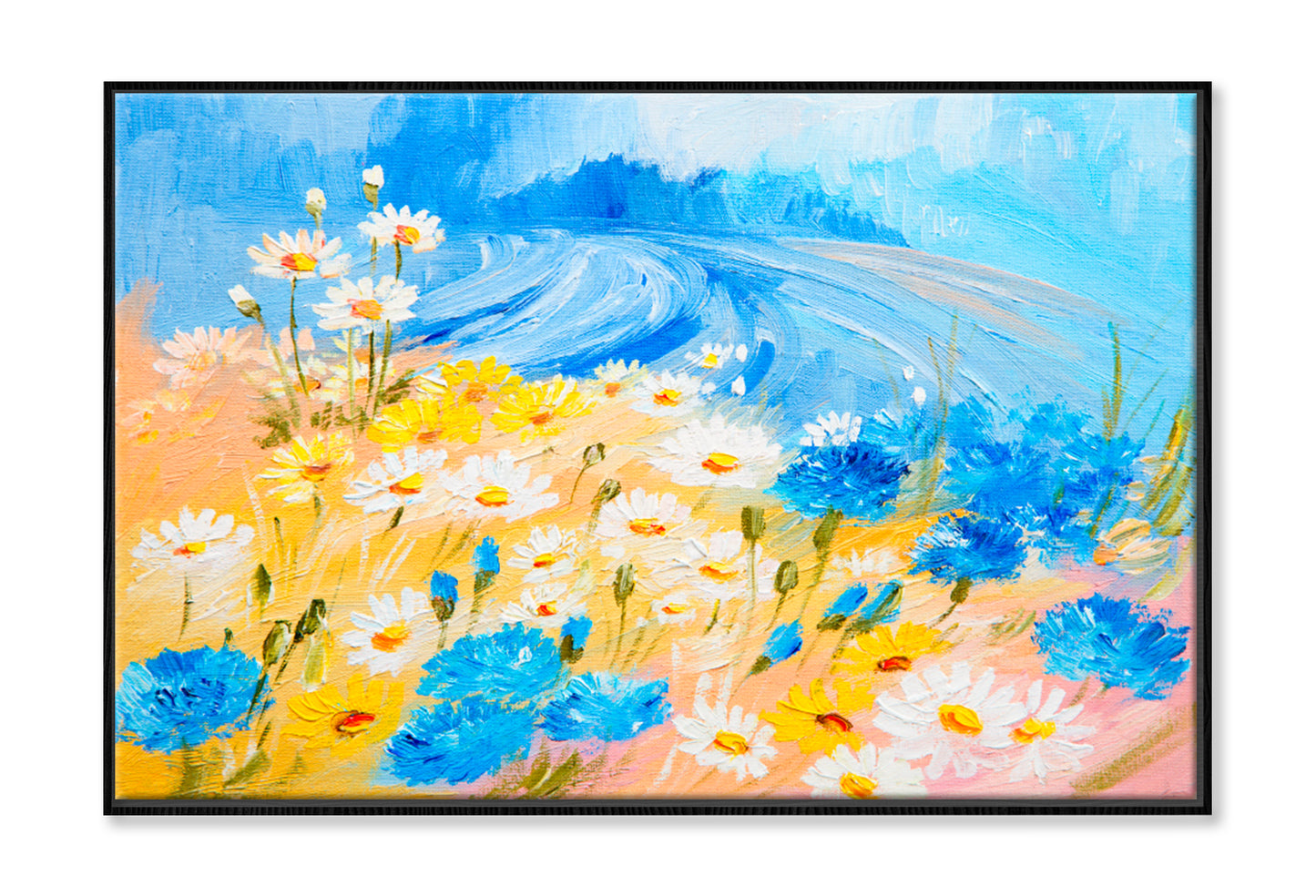 Abstract Illustration of Flowers Oil Painting Wall Art Limited Edition High Quality Print Canvas Box Framed Black