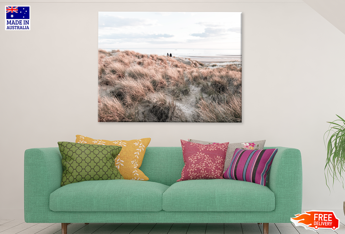 Plant On Sea Shore & Sea Sky View Print 100% Australian Made