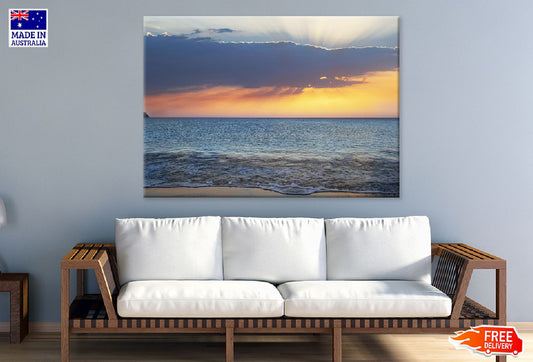 Calm Sea Waves Sunset Scenery View Photograph Print 100% Australian Made