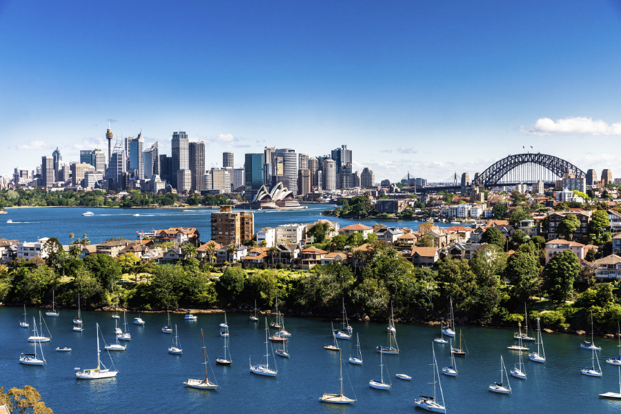 Boats On Sea & City Skyline View Photograph Home Decor Premium Quality Poster Print Choose Your Sizes
