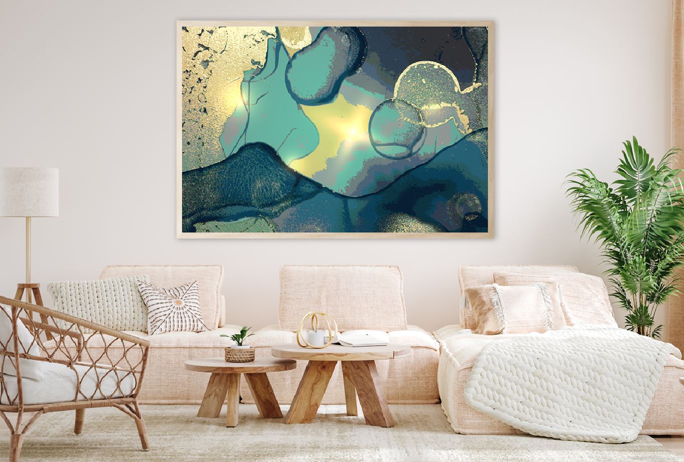 Blue & Gold Abstract Fluid Design Home Decor Premium Quality Poster Print Choose Your Sizes