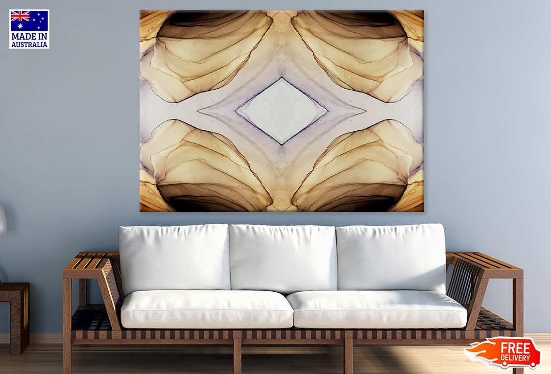 Brown Yellow & White Abstract Design Print 100% Australian Made