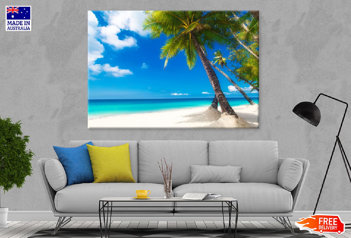Palm Trees over White Sandy Beach Photograph Print 100% Australian Made