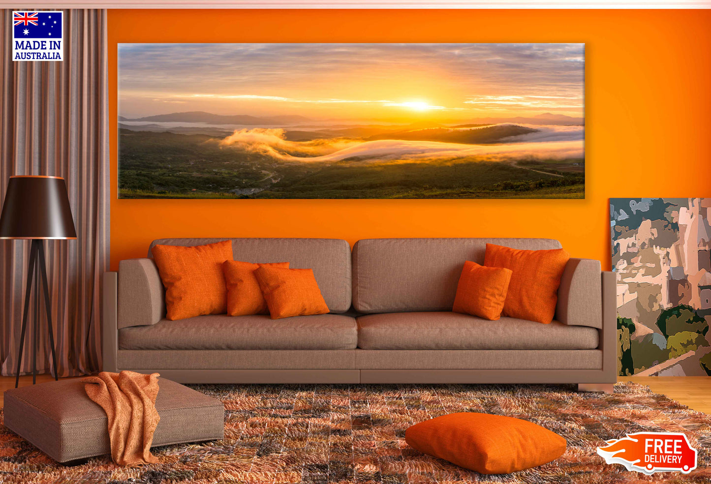 Panoramic Canvas Sunrise Lohan Ranau Scenery Photograph High Quality 100% Australian Made Wall Canvas Print Ready to Hang