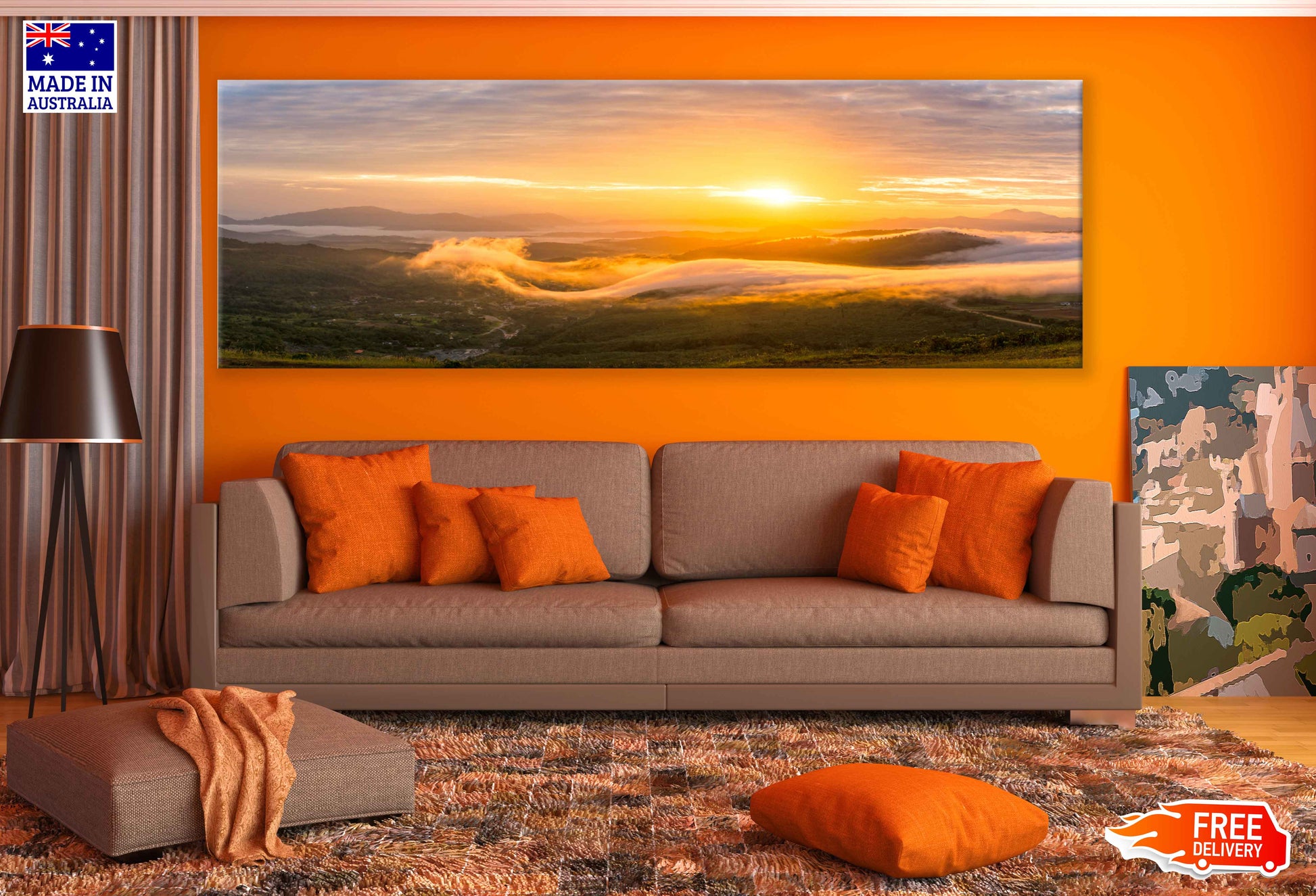 Panoramic Canvas Sunrise Lohan Ranau Scenery Photograph High Quality 100% Australian Made Wall Canvas Print Ready to Hang
