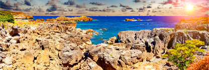 Panoramic Canvas Rocky Coastal Sea Photograph High Quality 100% Australian Made Wall Canvas Print Ready to Hang