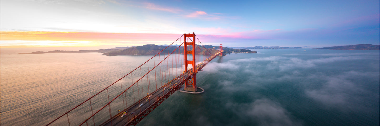 Panoramic Canvas Golden Gate Bridge View Photograph High Quality 100% Australian Made Wall Canvas Print Ready to Hang