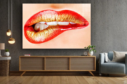 Provocative Red Lips Print Tempered Glass Wall Art 100% Made in Australia Ready to Hang