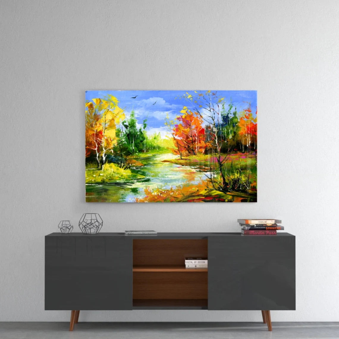 Forest Scenery Painting Print Tempered Glass Wall Art 100% Made in Australia Ready to Hang