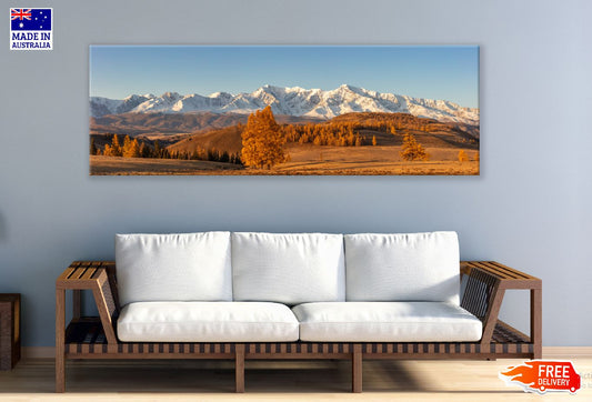 Panoramic Canvas Snow Mountain Autumn Scenery Photograph High Quality 100% Australian Made Wall Canvas Print Ready to Hang