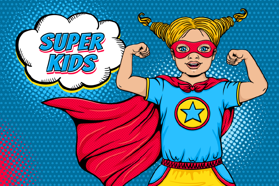 Super Kids Girl Colorful Illustration Print 100% Australian Made
