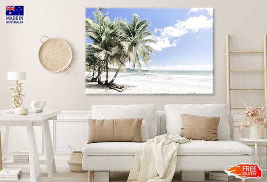 Palm Trees Near Sea Scenery View Print 100% Australian Made