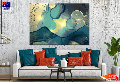 Blue & Gold Abstract Fluid Design Print 100% Australian Made