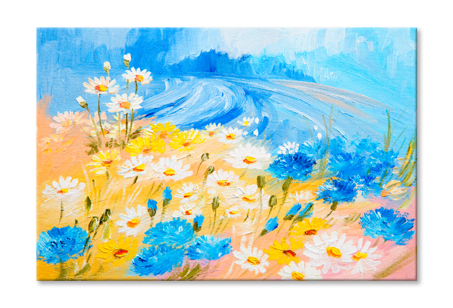 Abstract Illustration of Flowers Oil Painting Wall Art Limited Edition High Quality Print Stretched Canvas None