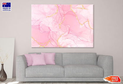 White Pink Liquid & Gold Abstract Design Print 100% Australian Made