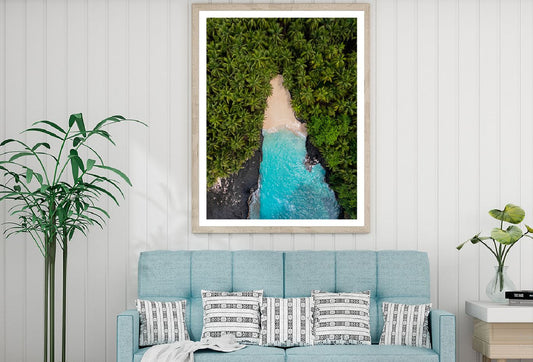 Palm Trees & Sea Waves Aerial Photograph Home Decor Premium Quality Poster Print Choose Your Sizes