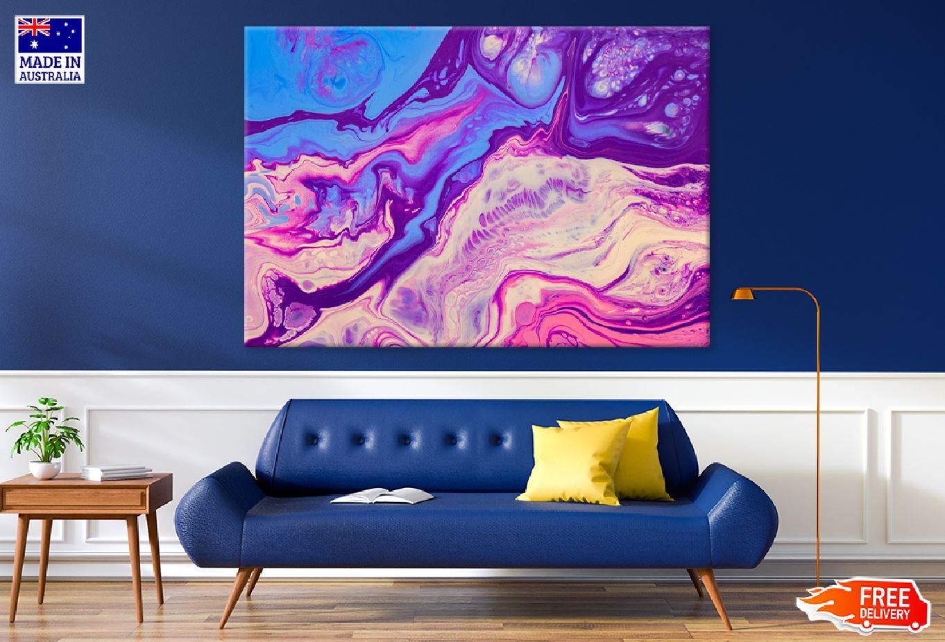 Pink Purple & Blue Abstract Design Print 100% Australian Made