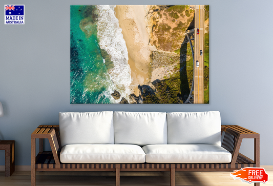Cars On Highway & Sea View Photograph Print 100% Australian Made