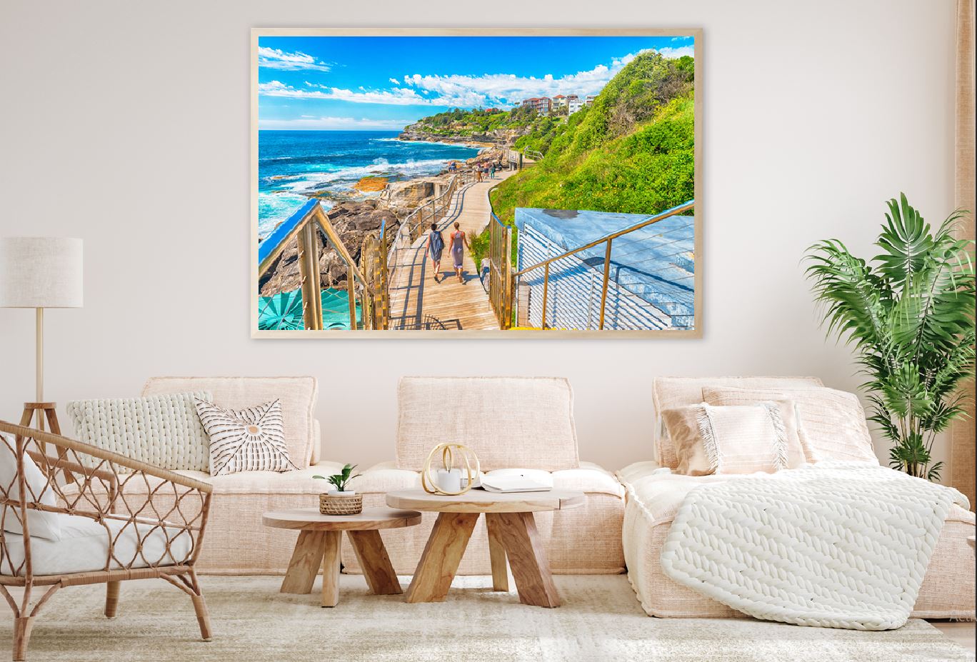 People on Bondi Beach Wooden Pier Photograph Home Decor Premium Quality Poster Print Choose Your Sizes