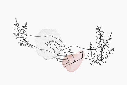 Floral Hands Line Art Design Print 100% Australian Made