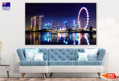 Singapore City Skyline at Night Print 100% Australian Made