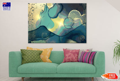 Blue & Gold Abstract Fluid Design Print 100% Australian Made