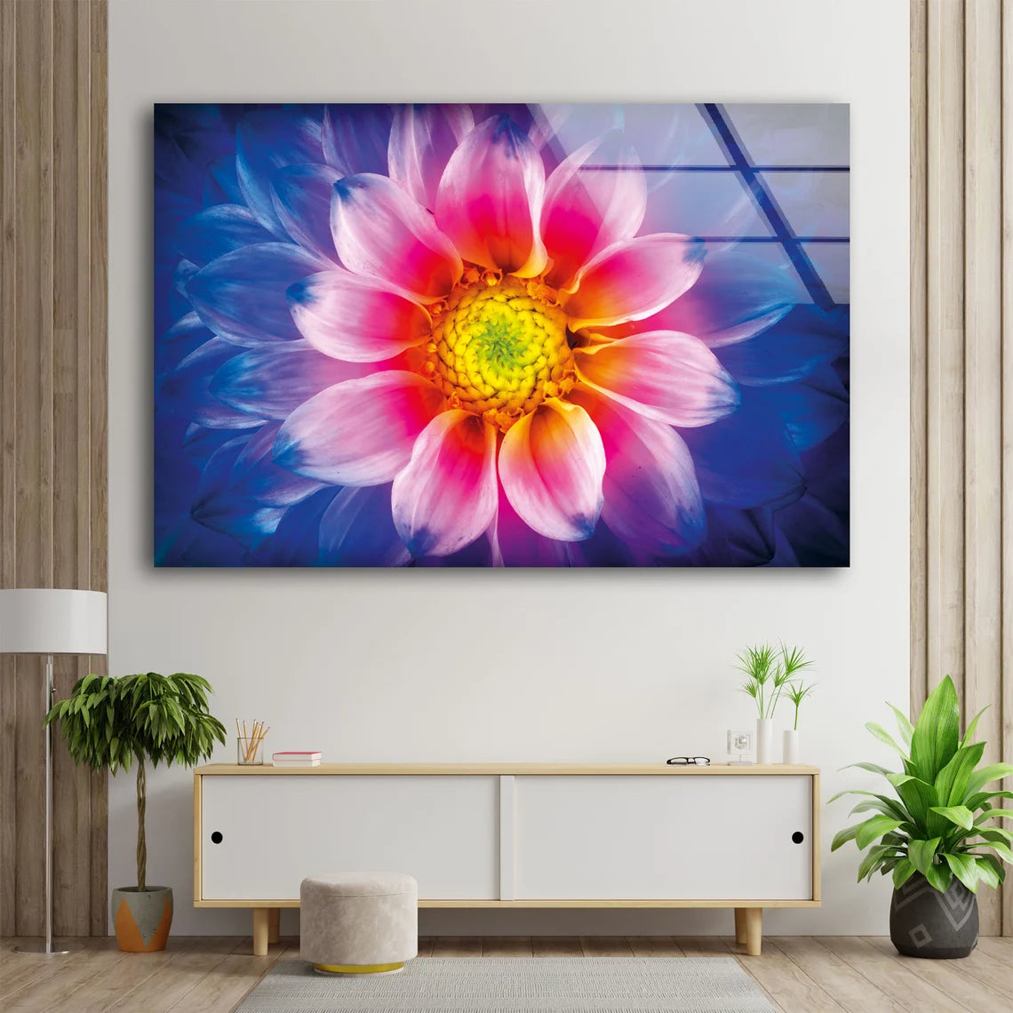 Pink Yellow Flower Closeup Photograph Acrylic Glass Print Tempered Glass Wall Art 100% Made in Australia Ready to Hang