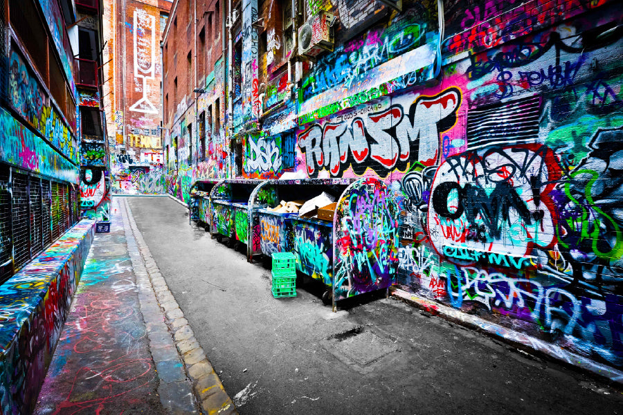 Graffiti on Street Road Wall View Photograph Print 100% Australian Made