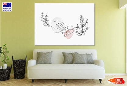 Floral Hands Line Art Design Print 100% Australian Made