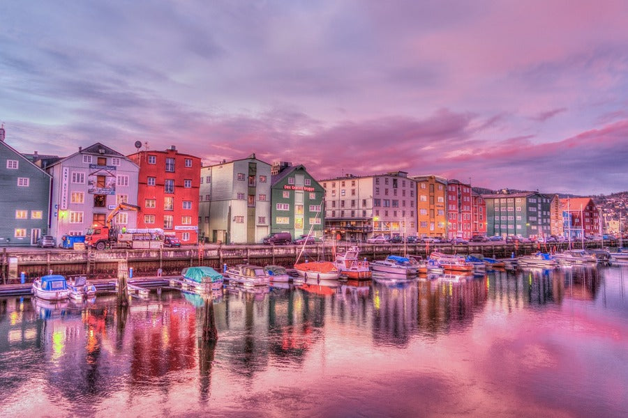 Norway Pink Color Cityscape Photograph Print 100% Australian Made
