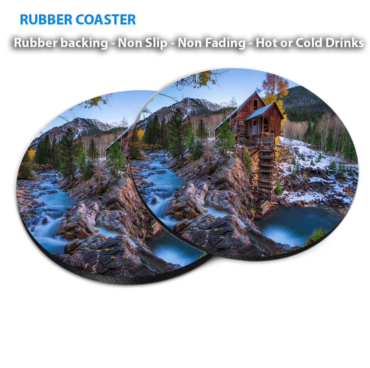 Powerhouse Crystal Mill in Colorado Coasters Wood & Rubber - Set of 6 Coasters