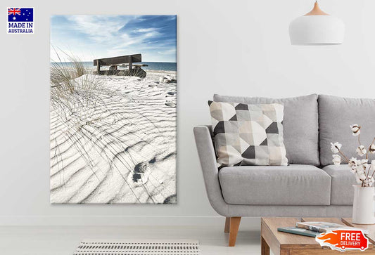 Wooden Bench on the Beach View Photograph Print 100% Australian Made