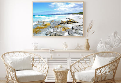 Mossy Rocks Near Sea Photograph in Tasmania Home Decor Premium Quality Poster Print Choose Your Sizes