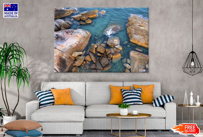 Rocks On Sea Aerial View Print 100% Australian Made