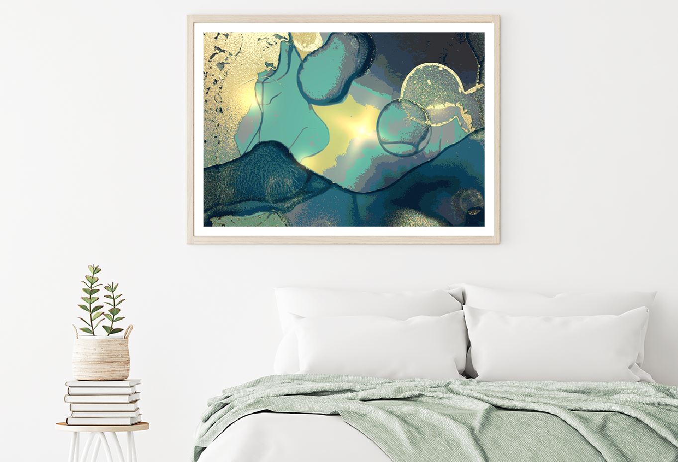 Blue & Gold Abstract Fluid Design Home Decor Premium Quality Poster Print Choose Your Sizes