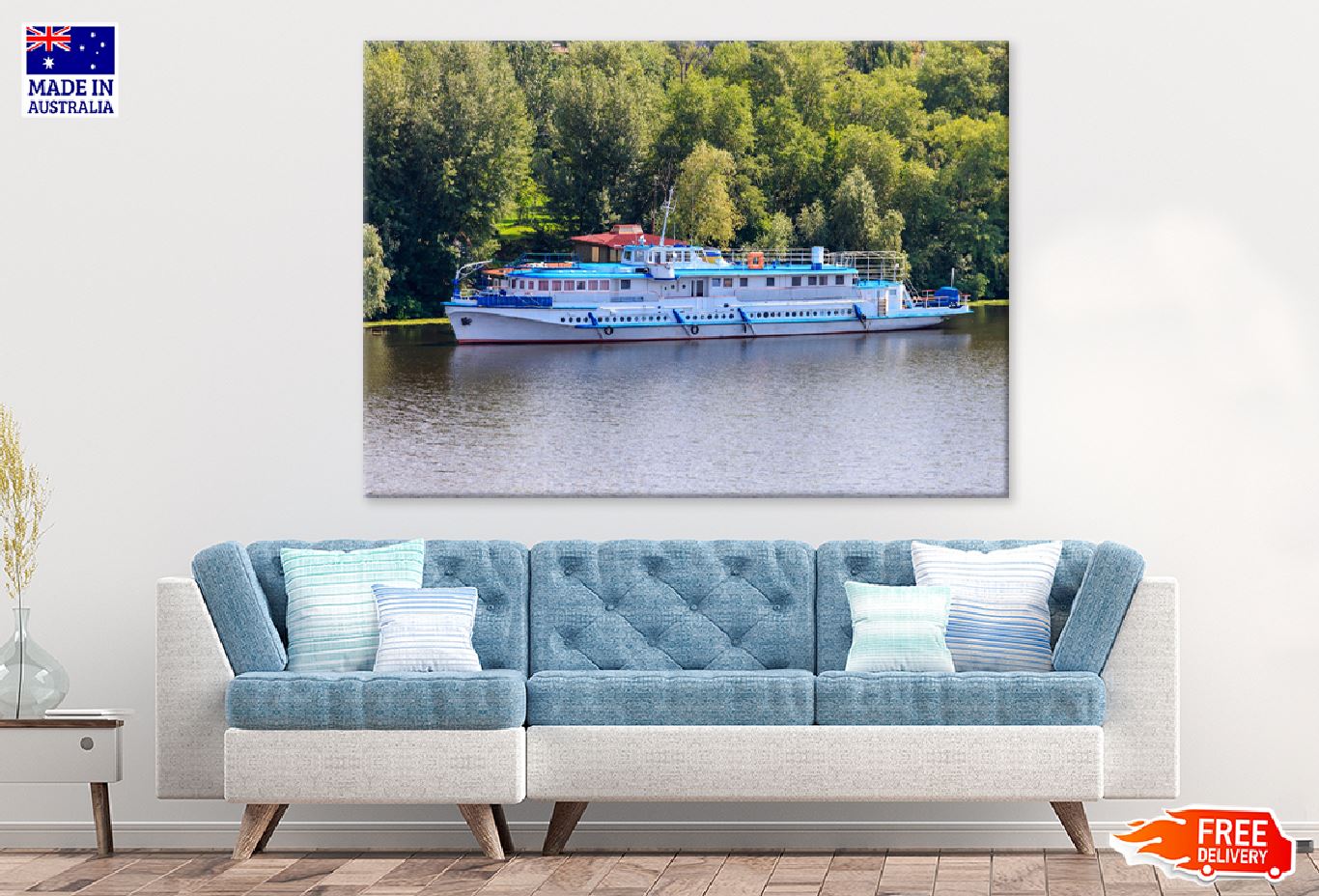 Industrial Ship on Dnieper River Photograph Print 100% Australian Made