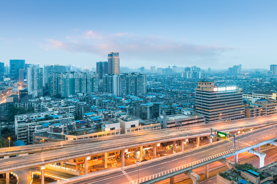 Chengdu City Elevated Road Sunset View Home Decor Premium Quality Poster Print Choose Your Sizes