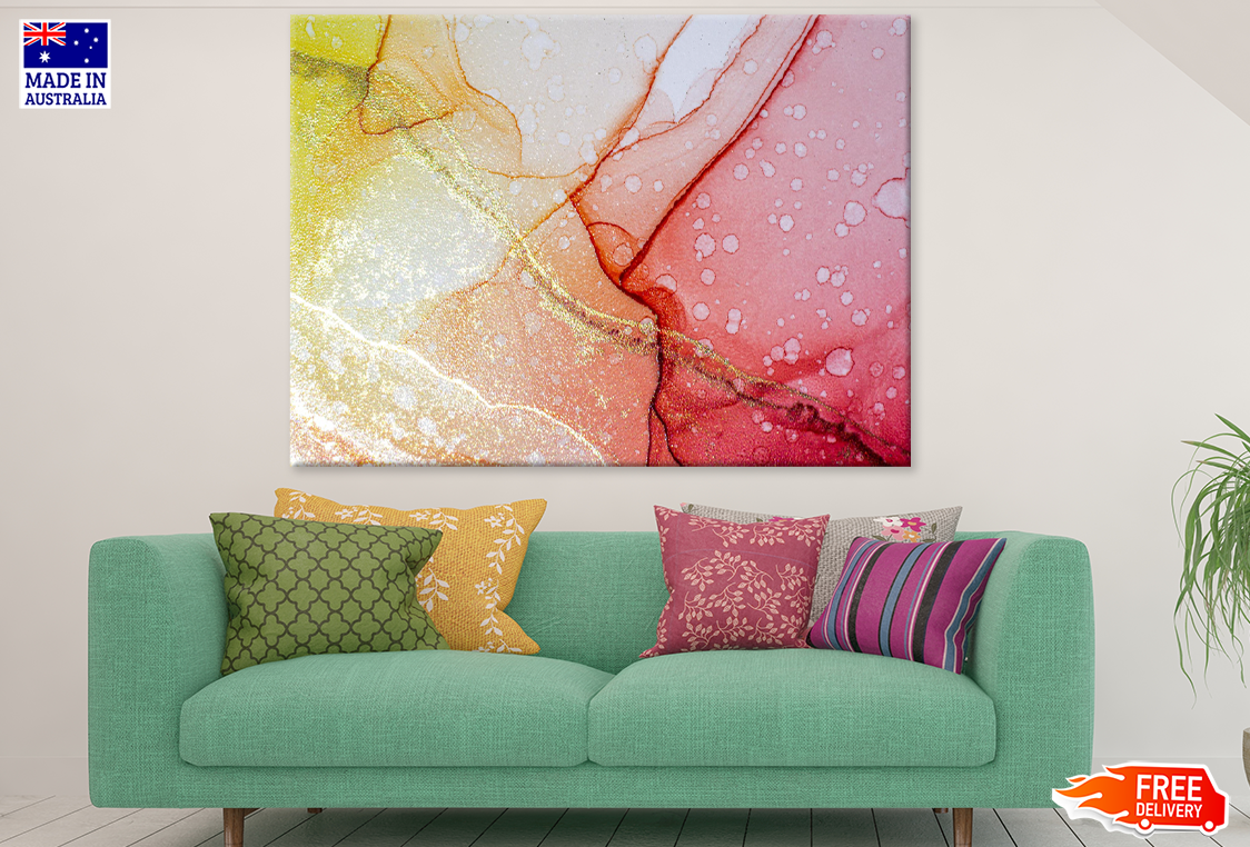 Pink Yellow & Gold Abstract Art Print 100% Australian Made