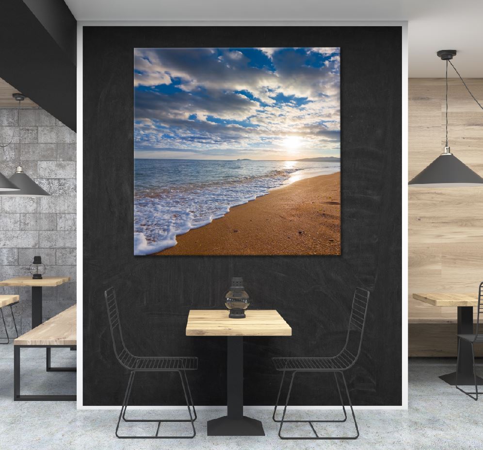 Square Canvas Ocean Waves on Sea Cloudy Sky View High Quality Print 100% Australian Made