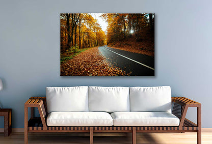 Bella Home Winding Road With Autumn Leaves Print Canvas Ready to hang