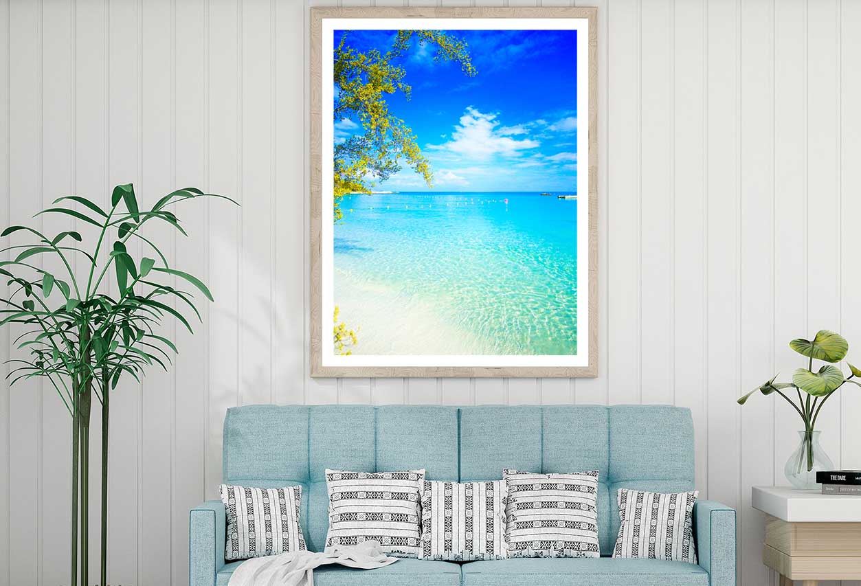 Clear Sea with Blue Sky Scenery View Photograph Home Decor Premium Quality Poster Print Choose Your Sizes